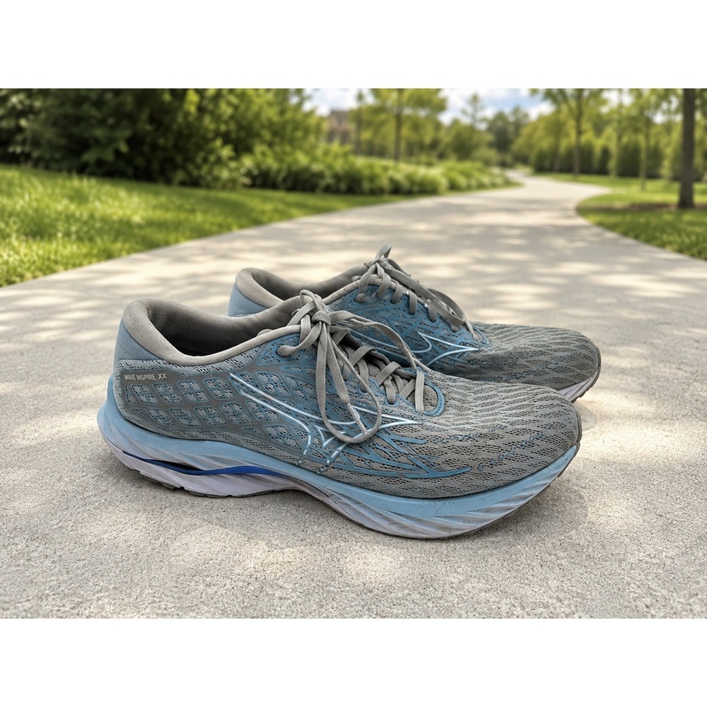 Mizuno Wave Inspire 20 Wide Cerulean Blue Grey Running‎ Shoes Womens J1GD244625